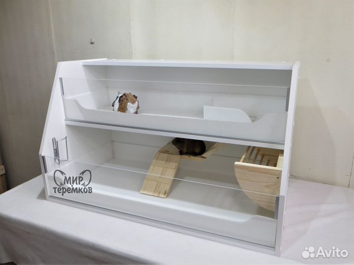 Клетка для морских свинок 100х50х60, белый скос1