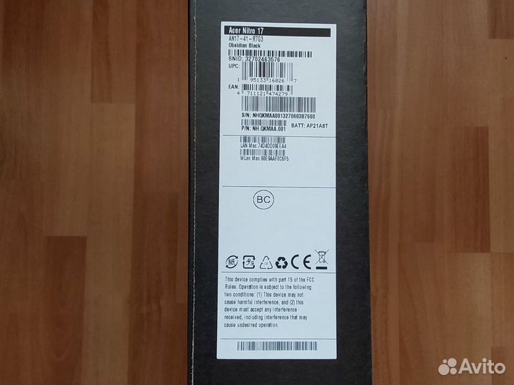 Новый Acer Nitro 17 Ryzen7/RTX4060/16Gb/1Tb