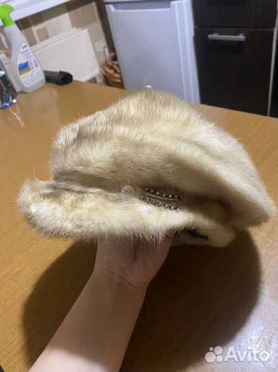 Берет, шапка натуральный мех