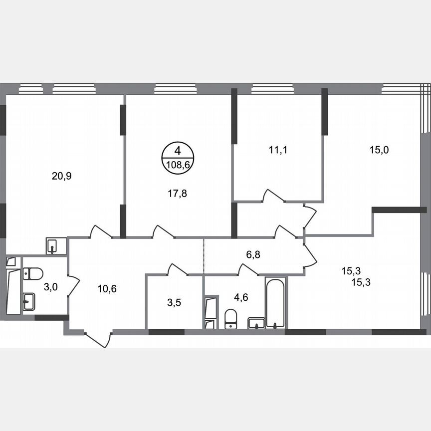 4-к. квартира, 108,6 м², 16/17 эт.