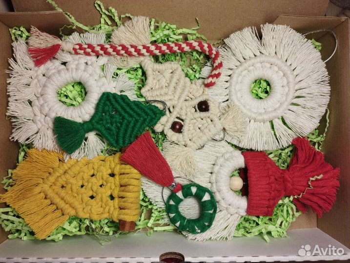 Елочные игрушки в технике макраме Комплект № 2