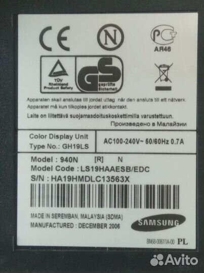 Монитор для компьютера samsung 940N