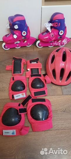 Роликовые раздвиж коньки детские 26-28 с защитой
