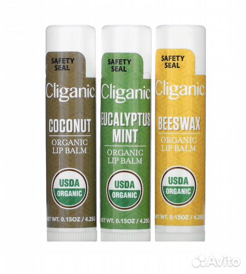 Cliganic Набор бальзамов для губ, 3 упак по 4,25 г