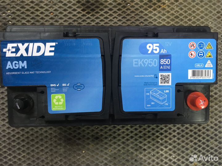 Аккумулятор 95Ah Exide AGM EK950 Start-Stop