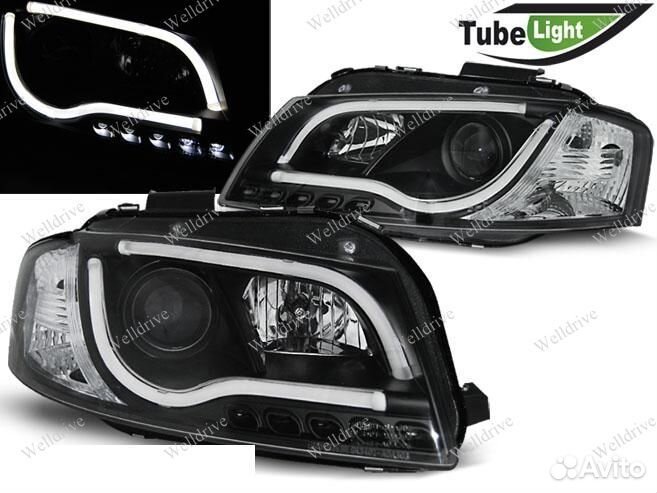 Фары Audi A3 8P 03-08 Tube галоген черные