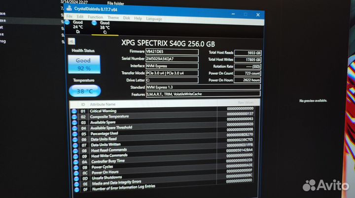 XPG Spectrix S40g 256