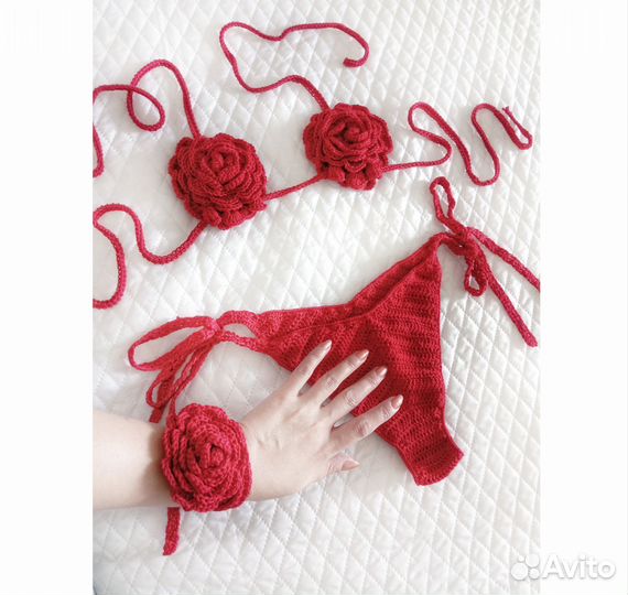 Вязаный купальник топ юбка