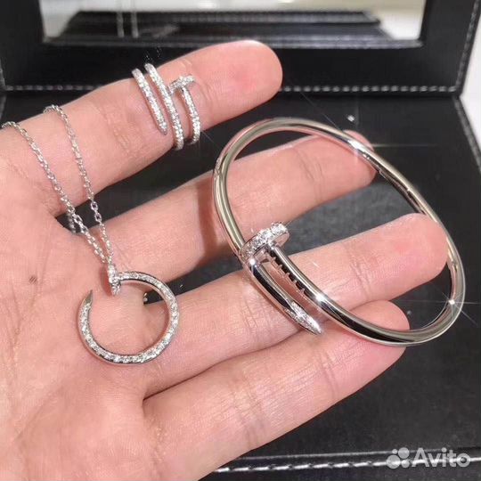 Браслет Cartier гвоздь белое золото с камнями