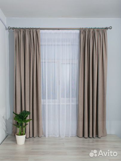 Новый комплект штор велюр-канвас