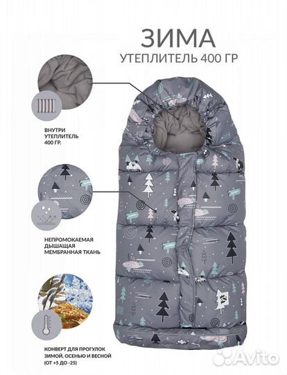 Зимний конверт в коляску мимими