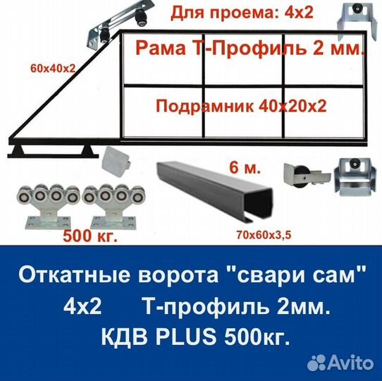 Откатные ворота 4х2 