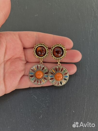 Серьги с янтарем