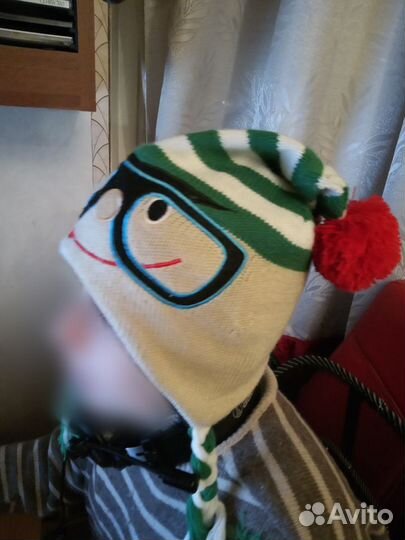 Шапка весенняя ушанка детская 7-10лет