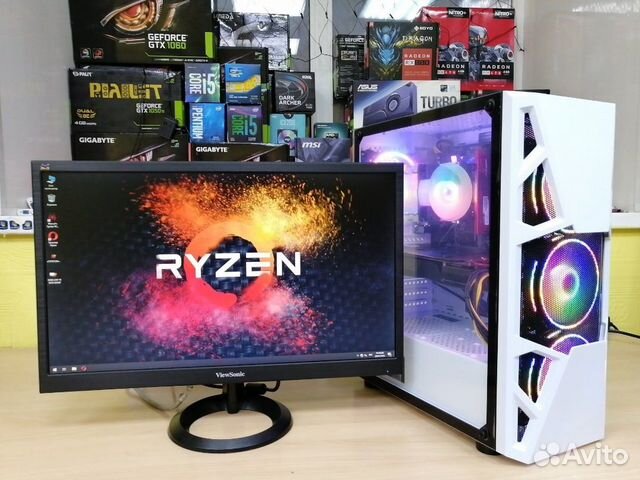 Игровой Ryzen 5 5500/16Gb/SSD/GTX1070 + Монитор