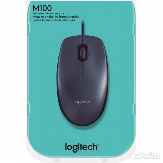 Офисная проводная мышь Logitech M100 Gray