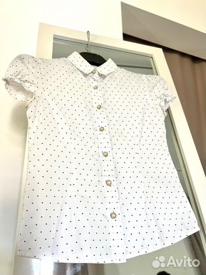 3 блузки рубашки для девочки белые для школы р 128