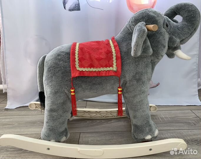 Детская игрушка, мягкий слоник-качалка