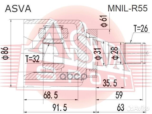 Mnil-R55 шрус внутренний левый 32X31X26 mnilr55
