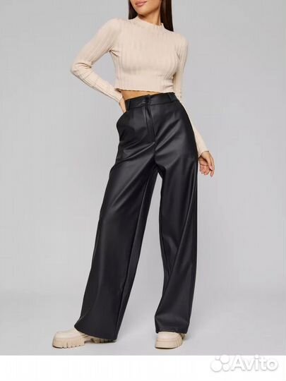 Кожаные брюки женские 46