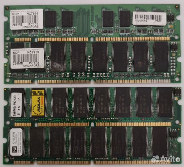 Односторонние ретро планки dimm sdram PC133 256mb