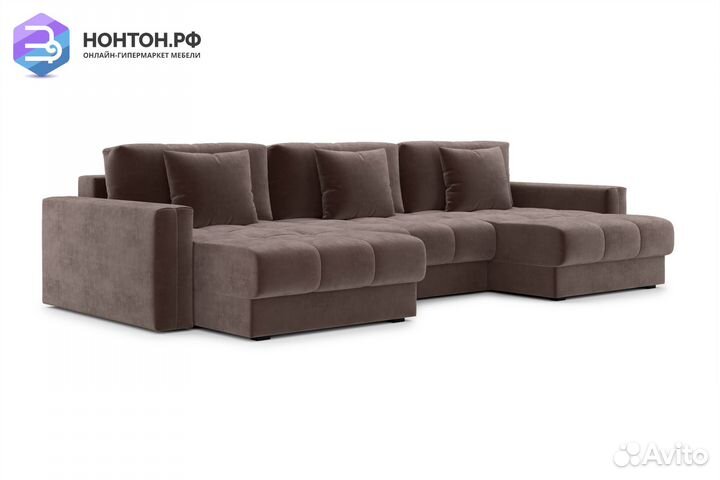 Диван п-образный тик-так Монарх М1О2 коричневый