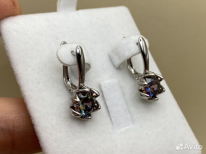 Сертги с мистик топазом, размер 2,2