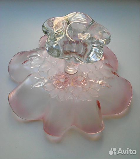 Конфетница Суданская роза цветное стекло Германия