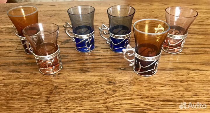 Набор стопок с подстаканниками, винтаж, СССР