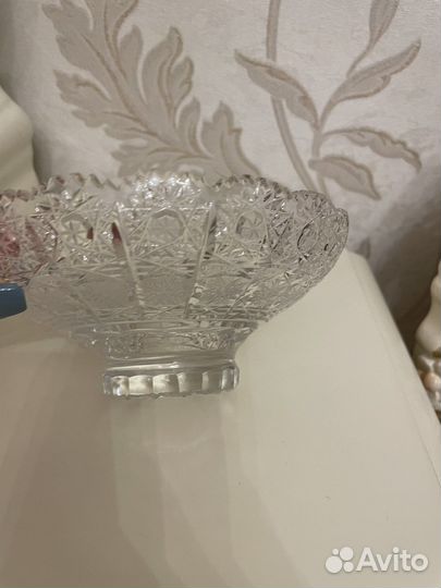 Хрустальная ваза,конфетница Чехия оригинал