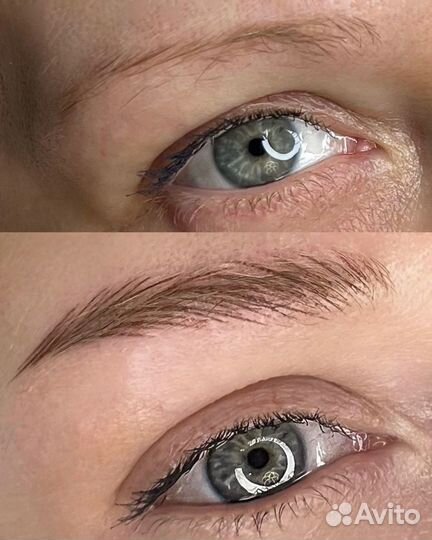 Волосковый перманентный макияж бровей