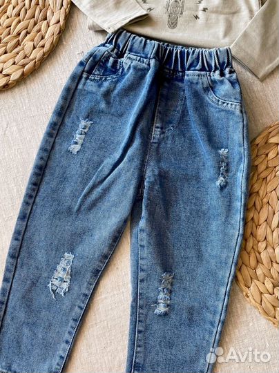 Новый комплект 92 джинсы и лонгслив