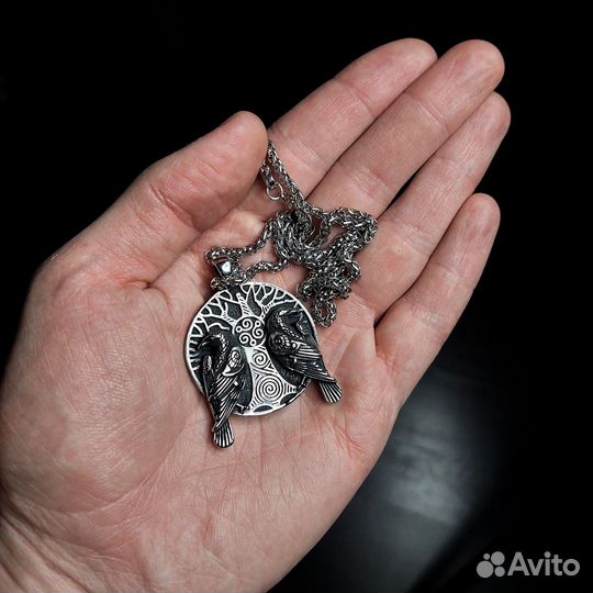 Вороны Одина (Хугин и Мунин) - стальной кулон