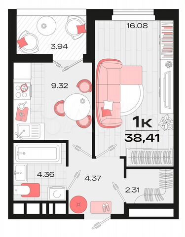 1-к. квартира, 37,8 м², 13/14 эт.