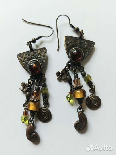Винтажные серьги-подвески (бижутерия)