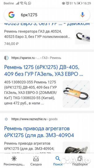 Ремень генератора Газ УАЗ