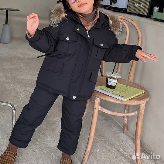 Детский костюм куртка+комбинезон зима новый