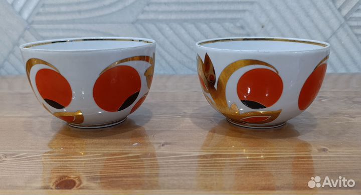 Чашки Райские яблоки Золотой завиток Вербилки СССР