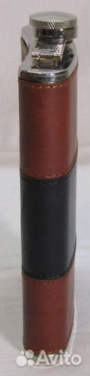 Фляга, фляжка из нержавеющей стали, кожа №7029