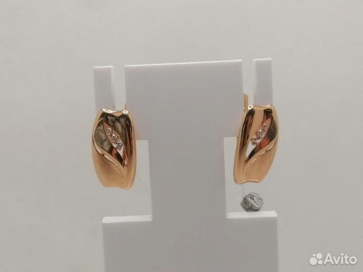 Золотые серьги С камнями Au 585 (Спутник Юв)