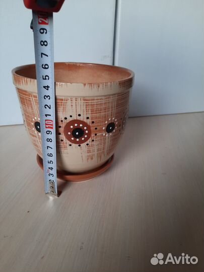 Кашпо керамическое для цветов с поддоном 1.8л