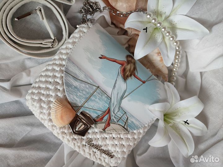 Сумка кроссбоди вязаная экокожа