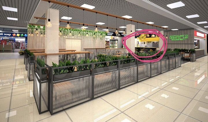 Проходное место на фуд-корте в ТЦ 11 м²