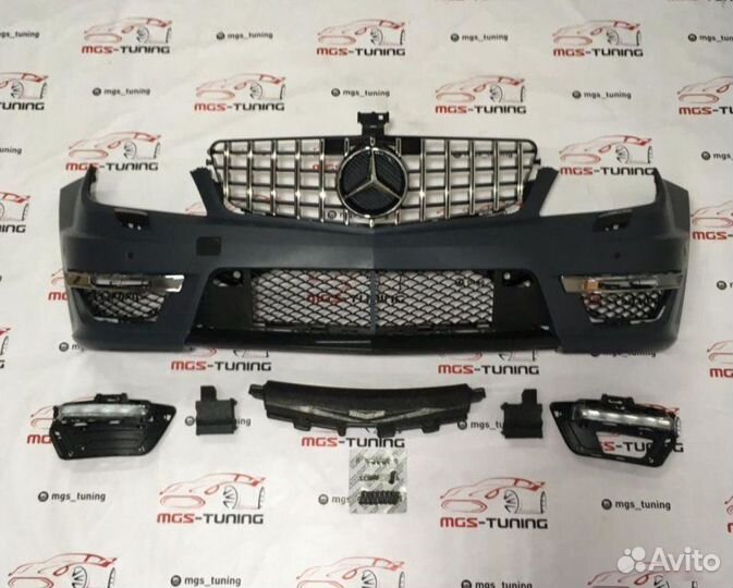 Бампер с GT решеткой Mercedes C63 AMG W204