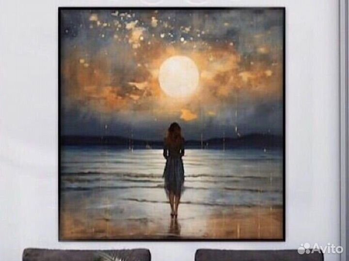 Итерьерная картина маслом Девушка на берегу моря
