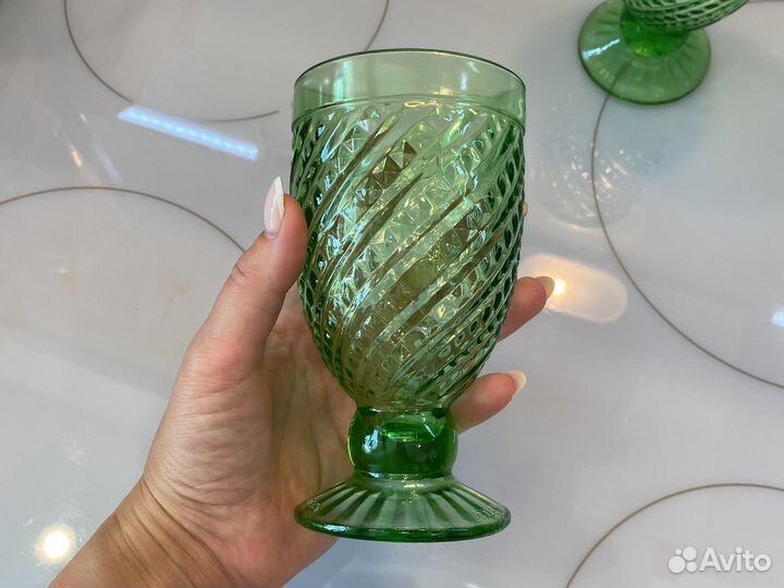 Бокал кубок зеленый 0,33 стекло 2 шт
