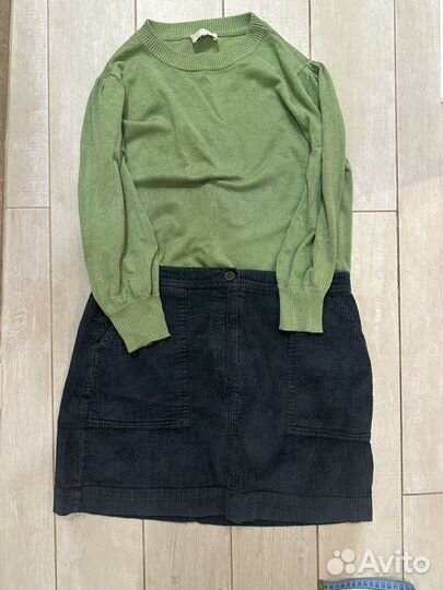 Зеленый образ с мини юбкой gap 48-50