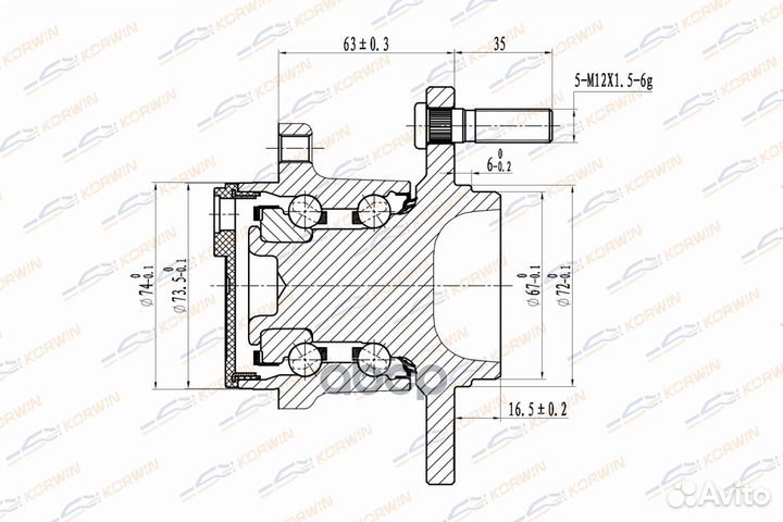 Ступица колеса korwin задняя ABS mazda 3 (BK) 03