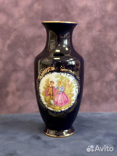 Ваза фарфор кобальт Limoges France