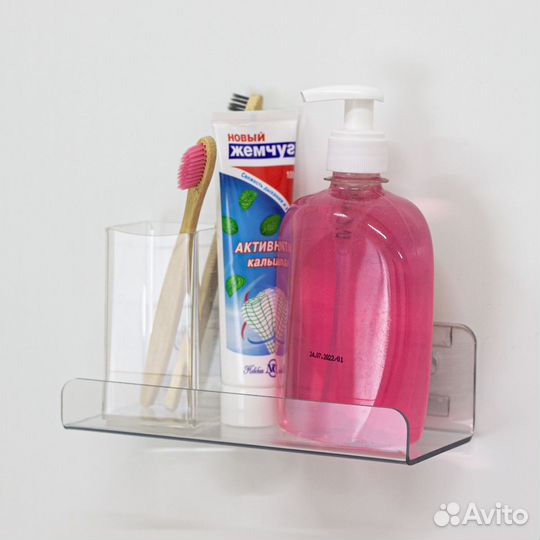 Полка для ванной настенная 198х60х86 мм прозрачная